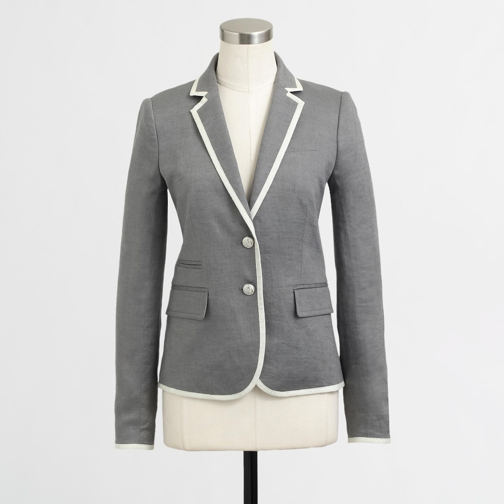 Gray j.crew Jacket with white trim